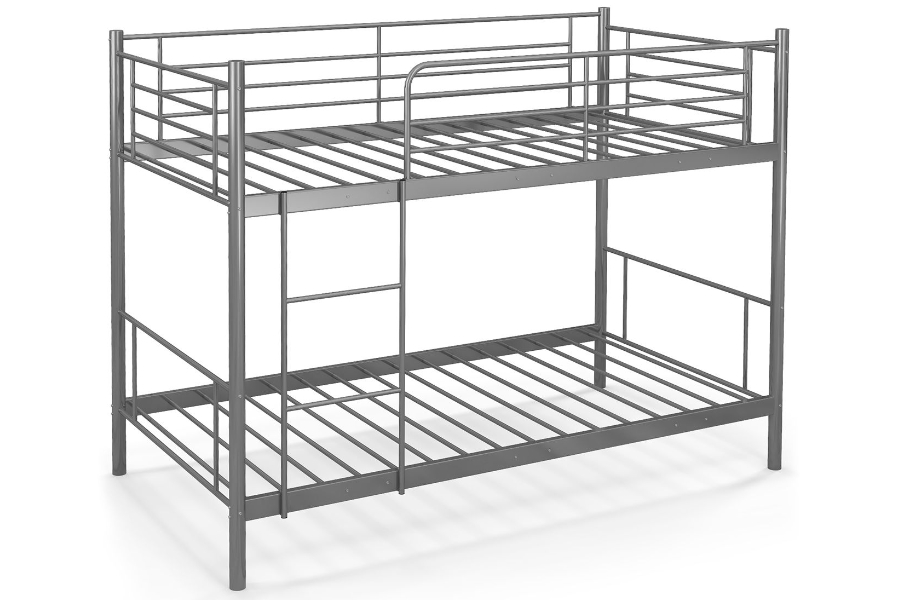 View Silver 30 90cm Single Contract Metal Bunk Bed with Ladder Solid Metal Slats Each bunk supports 180kg Patras information
