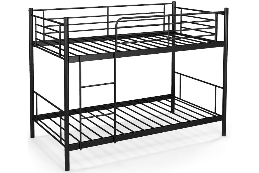 View Black 30 90cm Single Contract Metal Bunk Bed with Ladder Solid Metal Slats Each bunk supports 180kg Patras information