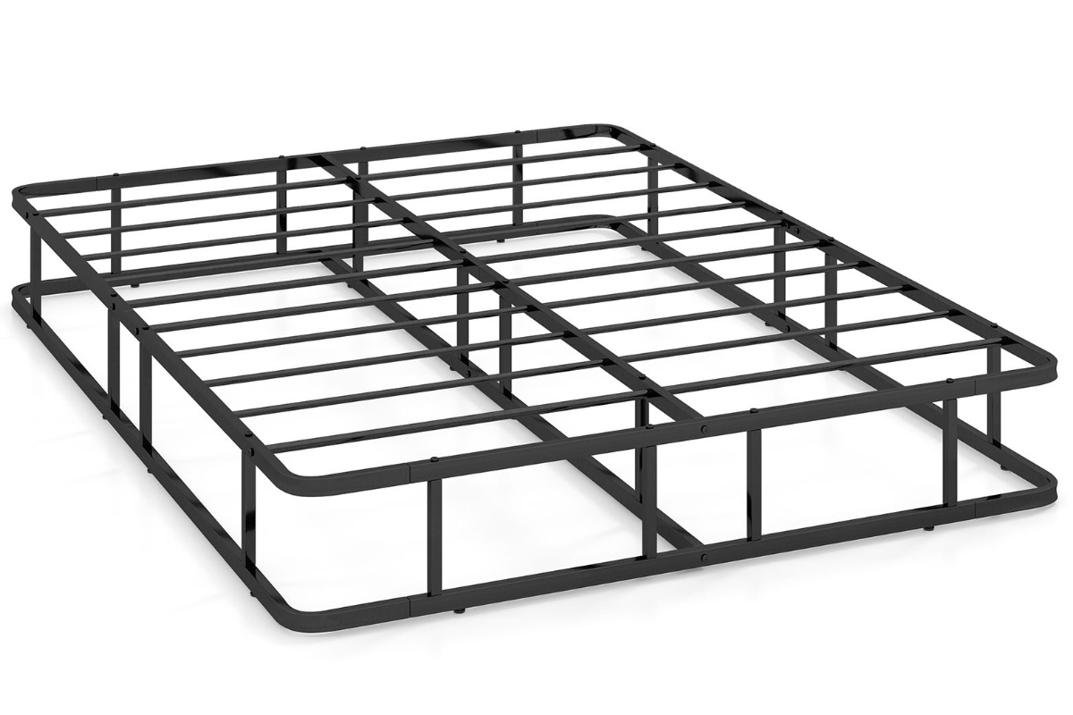 Black Metal Platform Bed Frame With Metal Slats Felix