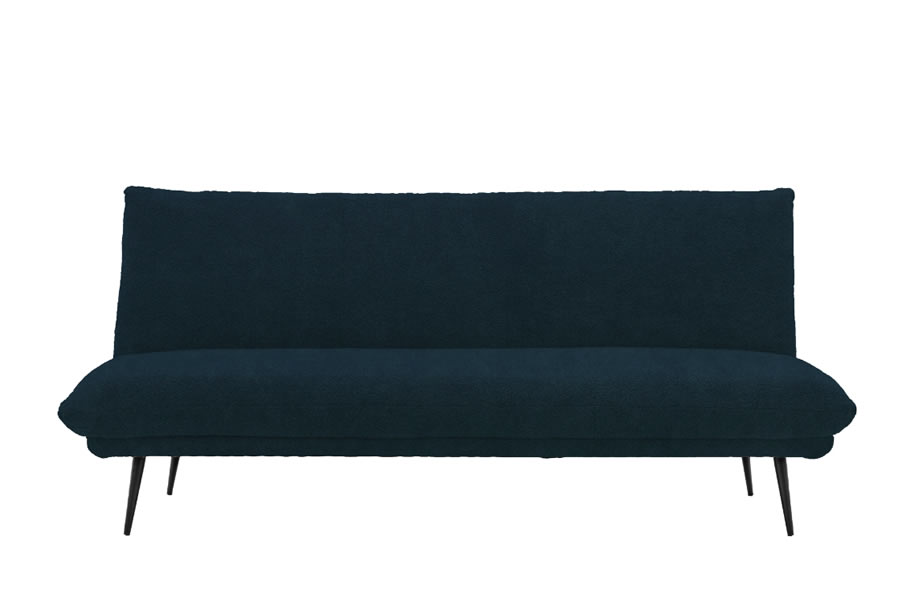 View Cyan Blue Dunton 3 Seater Boucle Soft Touch Fabric Sofa Guest Bed With Folding Backrest Ideal Extra Guest Bed Easily Converts Deeply Padded information