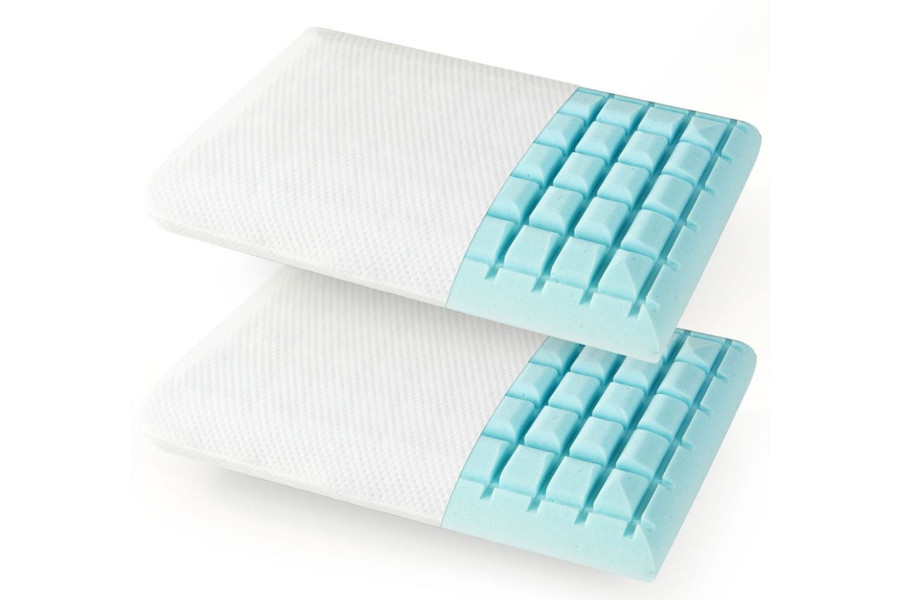 View Soft Cool Gel Memory Foam Pillow 2Pack Innovative 3D Cutting Technology Suits All Sleepers Removable Washable Fabric Pillowcase Easy Clean information