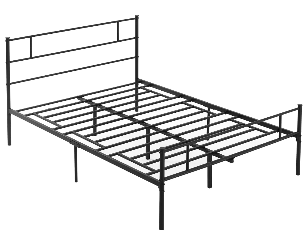 View Dormie 46 Double Black HeavyDuty Metal Bed Frame Steel Frame Tall Headboard High Foot End Solid Metal Slats Supports Up To 300kg information
