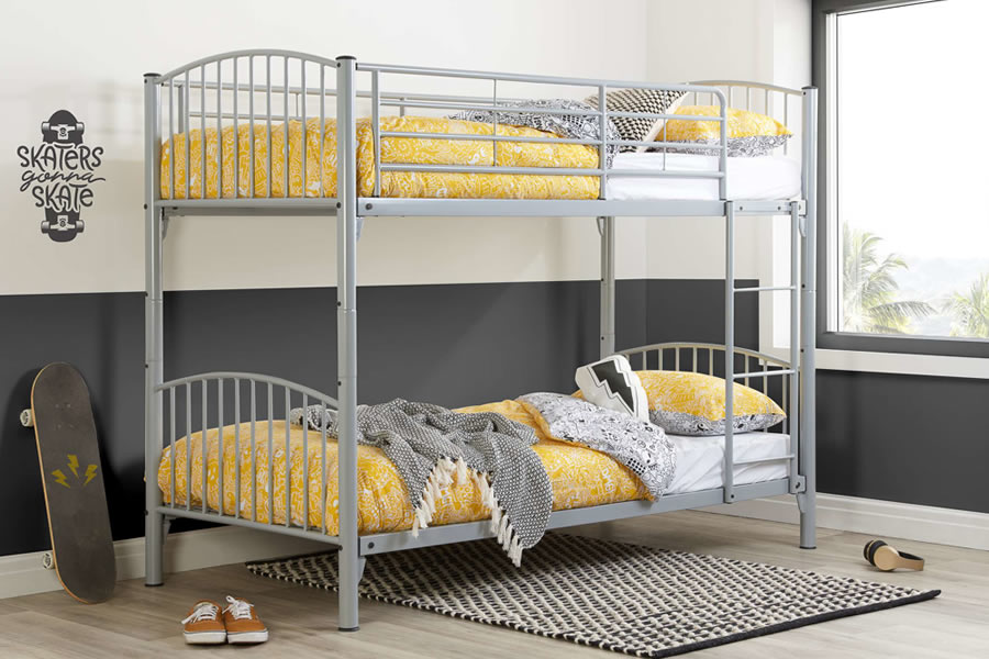View Contract Steel Silver Metal 2 Person Metal Bunk Bed With Mesh Base Ladder Ideal For Guest Houses Dormitories And Hostels Corfu information