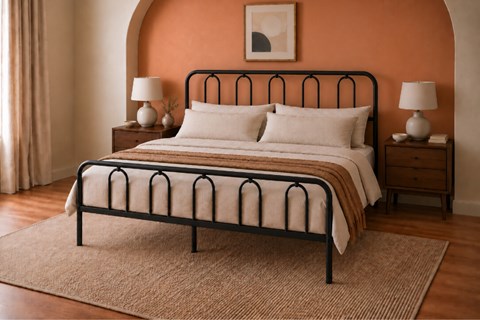 Orlando 5'0'' King Size Black Metal Bed Frame